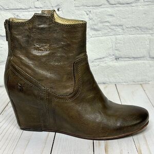 Frye Carson wedge brown bootie